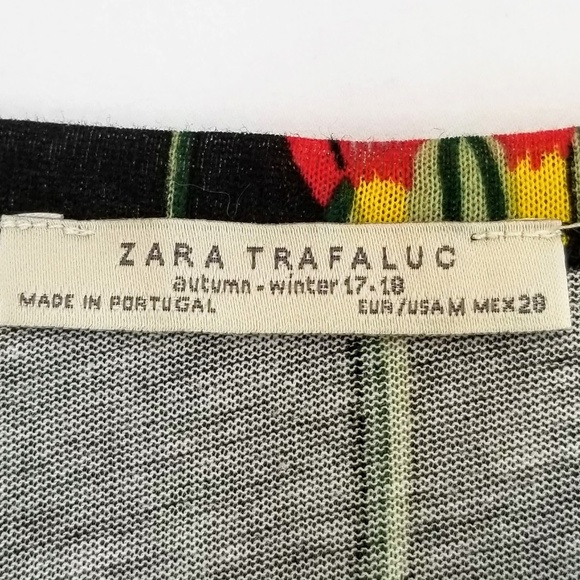 Zara Black Floral Print T Shirt, Medium - Picture 2 of 3